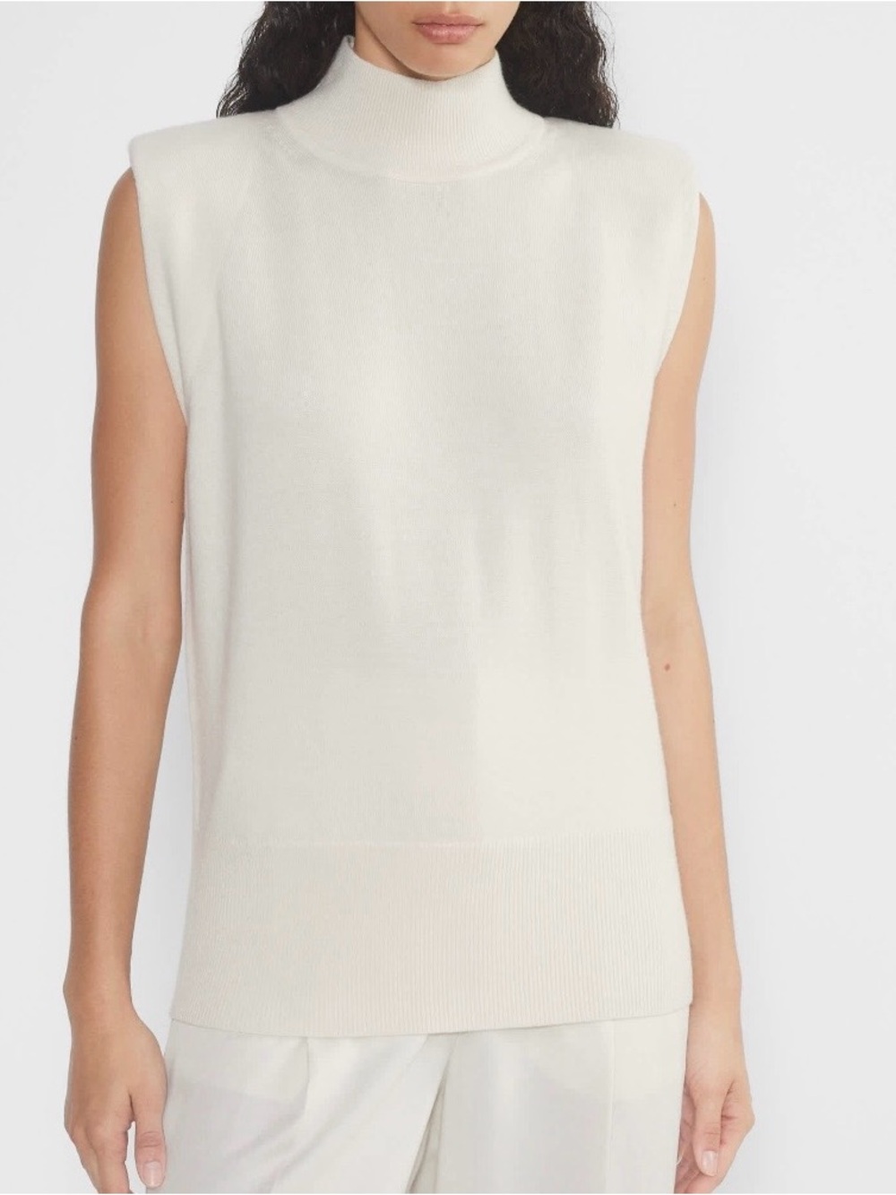 Sleeveless Turtleneck Knit Top - Ivory